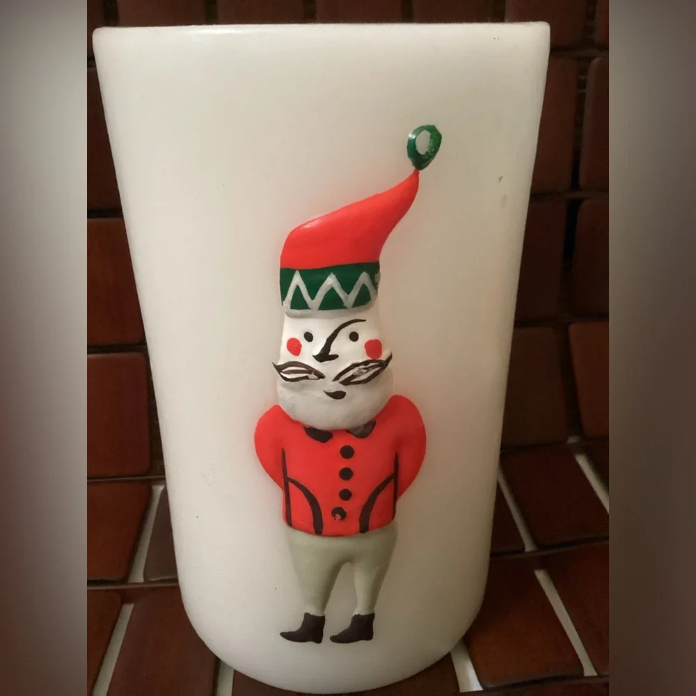 Crate&Barrel Jingle Luminary pillar candle NWT Christmas Holiday Santa